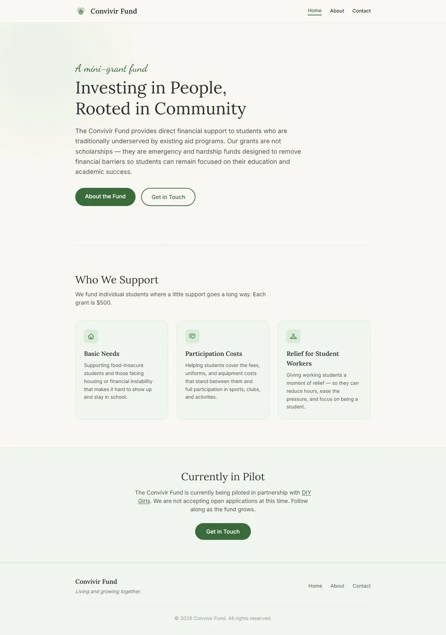 Full homepage of the initial AI-generated version.